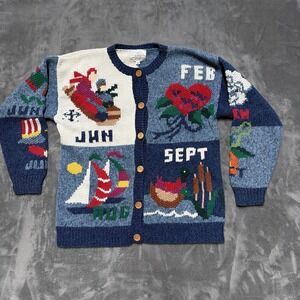 Vintage Susan Bristol Sweater M Cardigan Teacher Whimsical Months Animal